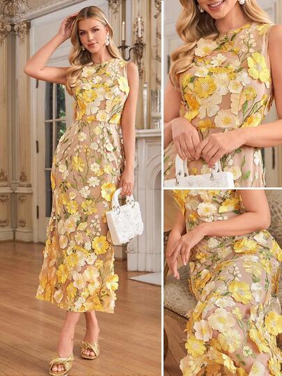 Amorya Women's New Elegant High-End Waist-Cinching Slimming Lace Embroidered Mermaid Dress, Suitable For Wedding, Holiday Gift For Mom Festival Outfit Beach Date Night