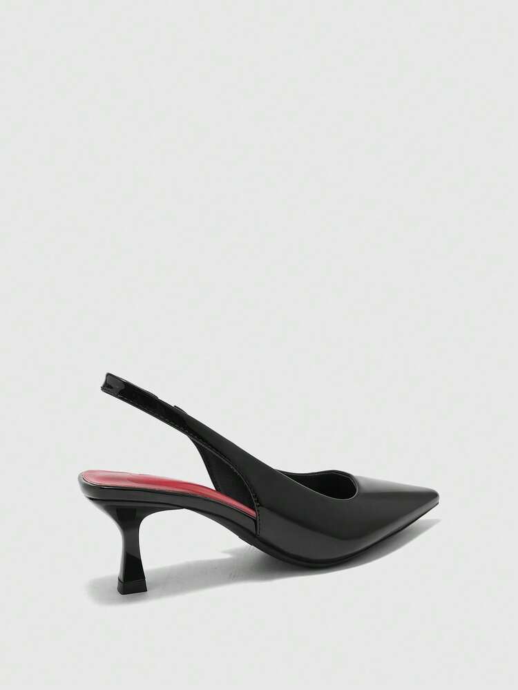 CUCCOO BIZCHIC Black & Red Pointed Toe Stiletto Heel Sandals, Sexy & Elegant With Minimalist Sophisticated Vibe And Mature Charm, Suitable For Working Women's Commute, Chic Girls' Dates/Afternoon Tea, And Semi-Formal Occasions Like Daily Gatherings When Paired With Dresses Spring Shoes
