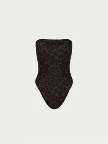 Swim Chiccia Women's Leopard Print Sexy Spaghetti Strap One Piece Swimsuit For Beach Vacation - Multicolor - View 5