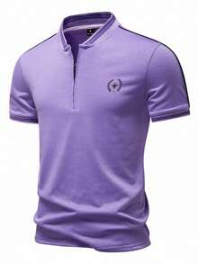 Manfinity Homme Áo Polo nam họa tiết da báo, viền sọc, màu trắng, áo polo nam màu trắng, áo polo nam màu trắng, áo polo nam màu trắng, áo polo nam màu trắng. - Màu tím - Xem 4