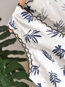 CosyJoli 大码女式夏季休闲沙滩度假印花V领无袖背心 - 米色 - 查看 4