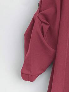 SHEIN Tall CURVE 大码女式法式休闲V领短袖夏季连衣裙 - 玫瑰紅 - 查看 5