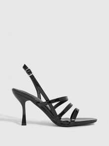 CUCCOO SZL Women's Pointed Toe Buckle Design Fashionable Elegant High Heel Sandals - Black - View 2