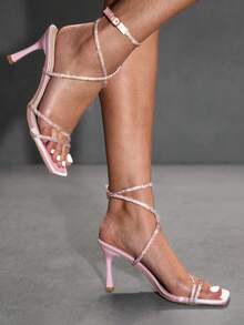 CUCCOO SZL Sandalias con tacón para mujer - Rosa - Ver 3