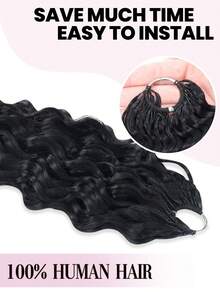 Boho Braids 1 PC Water Wave Narural Đen Crochet Tóc Giả Tóc Người Không Thắt Nút Tách Sẵn Lông Vũ Tóc Người Màu Đen 18-24 Inch 100G - SNatural - Xem 6