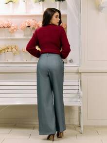 1 件红色开衫，秋季，女士春/秋季休闲纽扣常规袖圆领常规版型红色纯色女士开衫，休闲日常穿着，长袖上衣老钱风格 - 紅色 - 查看 2