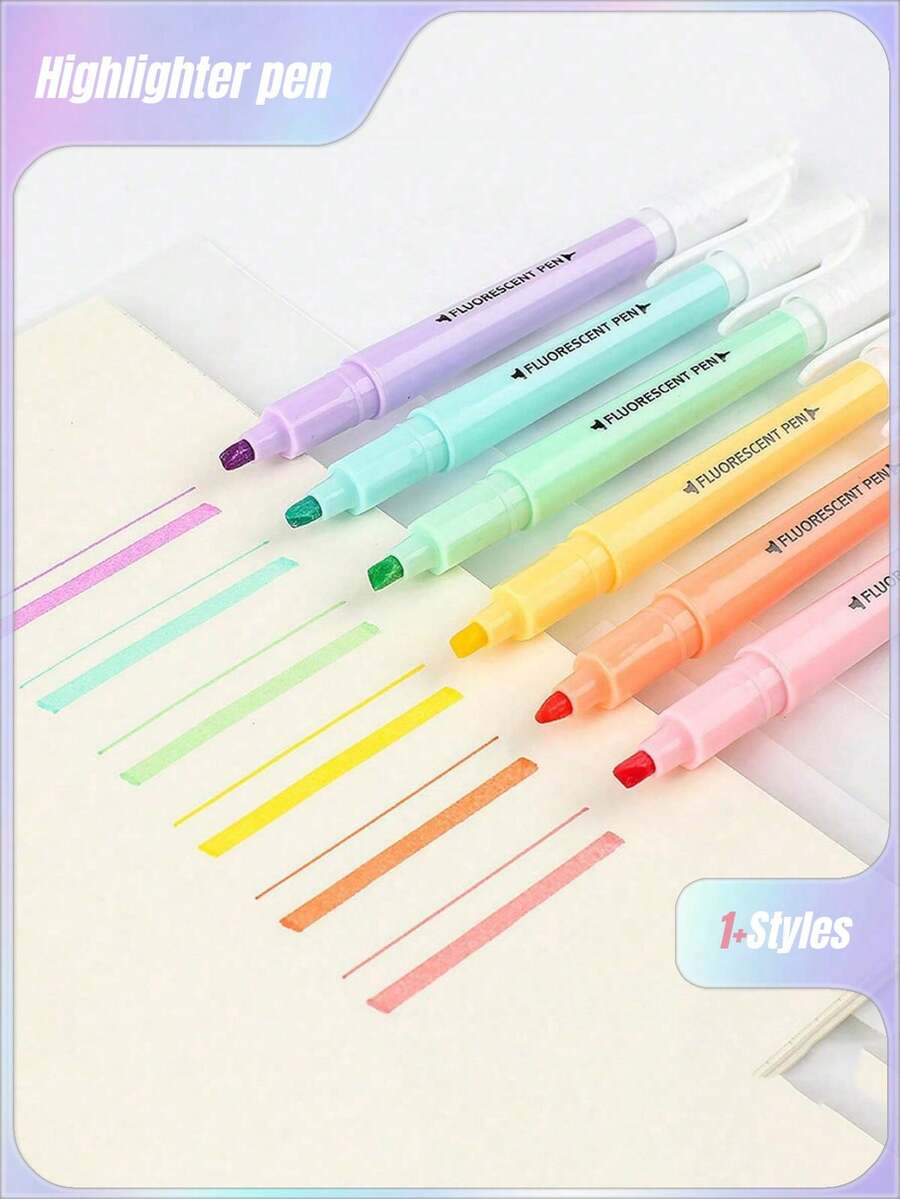 6 Stück Textmarker, sortierte pastellige Farben mit Keilspitze, ästhetisches Textmarker Set, wasserbasiert, kein Durchbluten für Tagebuch Bibel Planer Notizen Erwachsene Kinder Studenten Büro Schulbedarf (6 coole Farben), Schulanfang - Verschiedenfarbig - Übersicht 1