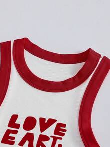 Resyla Áo tank top nữ cổ tròn, in chữ và ngôi sao, phối màu tương phản, kiểu dáng thường ngày. - Nhiều màu - Xem 6