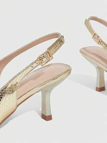CUCCOO SZL Women's Pointed Toe Buckle Design Fashionable Elegant High Heel Pumps Spring Shoes - Golden snake - View 10