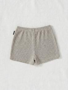 Tween Girls Ribbed Knit Skinny Shorts, Back To School, Mommy And Me Matching Outfits - Apricot - View 5