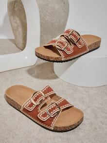 SHUZIA Giày Sandal Đế Bằng Cho Nữ Thích Hợp Để Mặc Hàng Ngày Giày Mùa Hè Giày Mùa Xuân Giày Nghỉ Xuân Giày Nghỉ Lễ Phục Sinh Giày Thường Giày Đi Biển Quà Tặng Ngày Của Mẹ - màu nâu - Xem 1