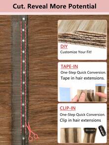 9AM HAIR Butterfly Weft Hair Extensions Human Hair Glueless OVO Pu Hole Genius Hand Tied Invisible DIY Double Weft Hair Extensions Straight 1pc 16 Inches - S4/4/27 - View 6