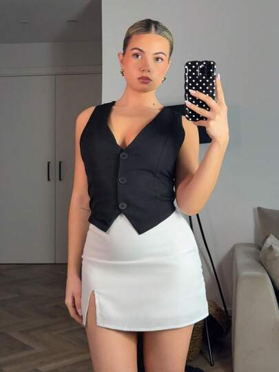 Bethéva Casual Solid Color Split Skirt For Summer