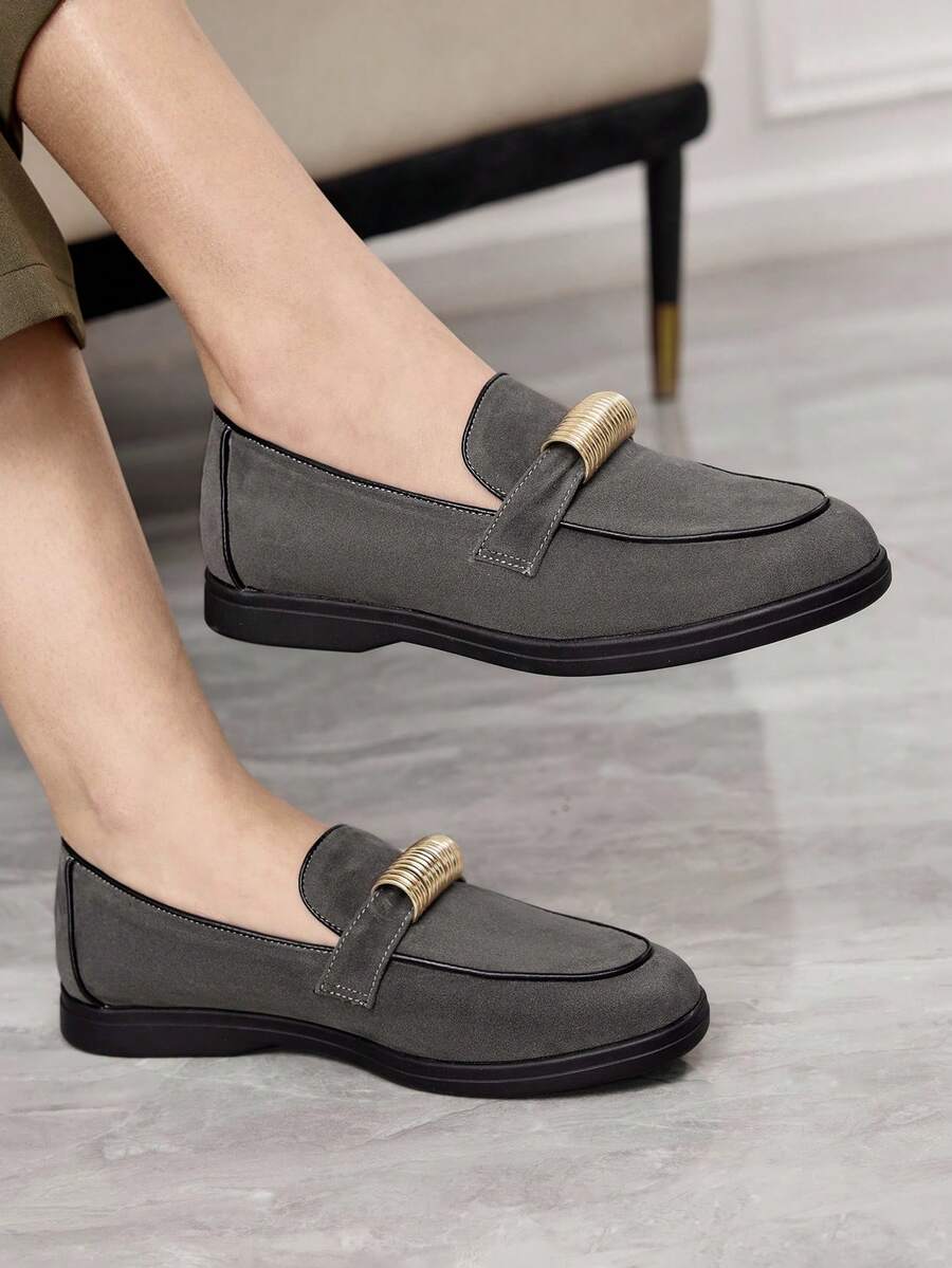 Sleekvia Casual Versatile Commuting Fringe Decor Flat Loafers - Grey - View 1
