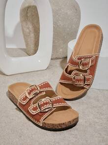SHUZIA Giày Sandal Đế Bằng Cho Nữ Thích Hợp Để Mặc Hàng Ngày Giày Mùa Hè Giày Mùa Xuân Giày Nghỉ Xuân Giày Nghỉ Lễ Phục Sinh Giày Thường Giày Đi Biển Quà Tặng Ngày Của Mẹ - màu nâu - Xem 3