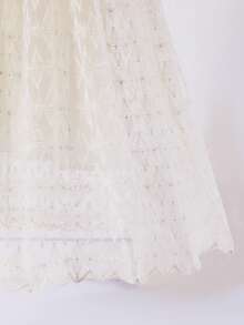 Summer Girls Lace Embroidery Pearl Collar Sleeveless Dress, Suitable For Parties, Gatherings, Birthdays, And Everyday Wear - Apricot - View 5