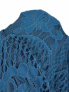 SHEIN CURVE+ 大码女式花卉蕾丝宽松优雅吊带背心，适合假日、秋季、冬季穿着，尺码齐全，适合曲线身材，夏季上衣 - 水鴨藍 - 查看 7