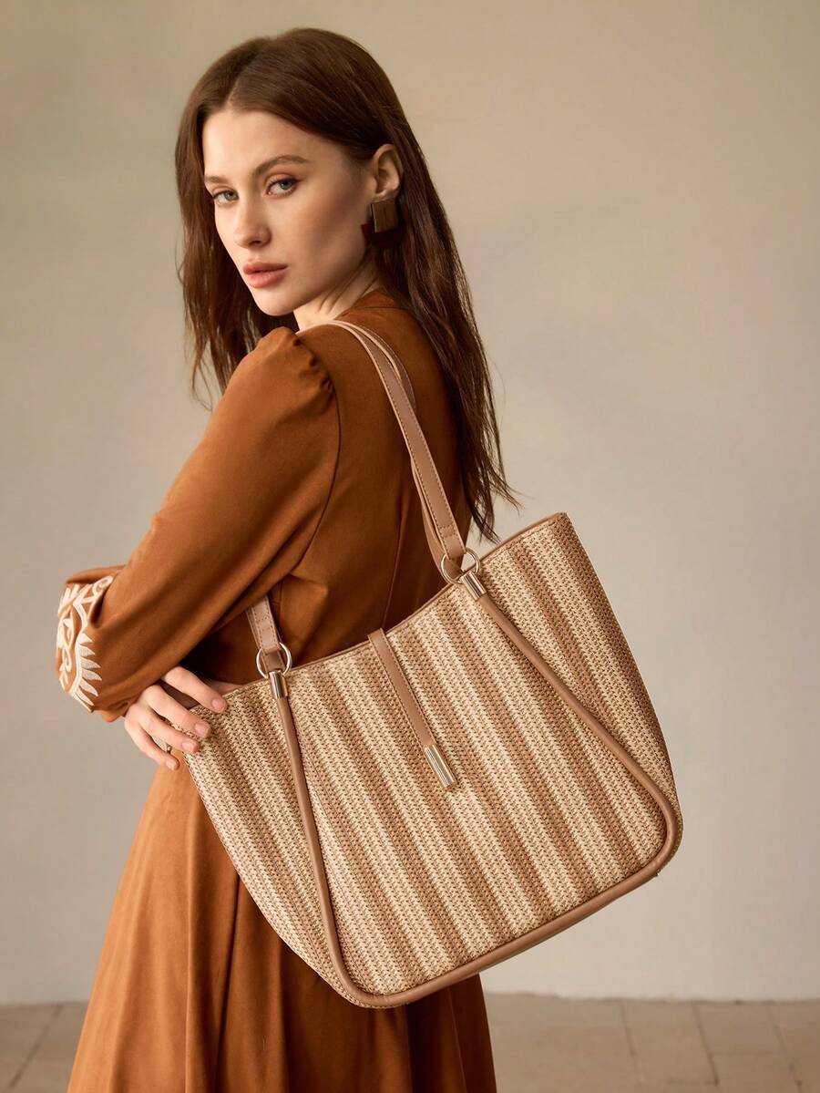 MOTF PREMIUM WOMEN PU LEATHER IRONMONGERY DETAIL TOTE BAG - Multicolor - View 1