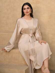 DAZY Women's Elegant Sleeveless Robe & Robe Set, Spring/Summer - Blue - View 3