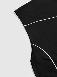 ROMWE MEN Bộ đồ nam thường ngày in hình ngôi sao, cổ tròn, gồm áo tank top và quần short, thích hợp cho mùa hè. - màu đen - Xem 4