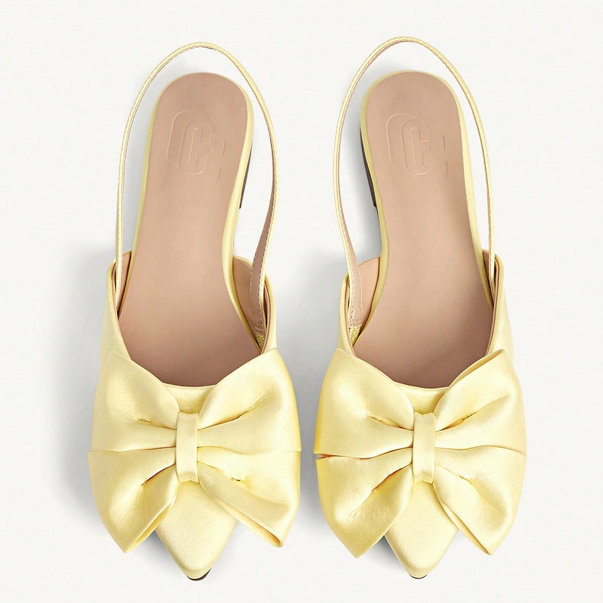 Zapatos de mujer con lazo decorativo, puntera puntiaguda, slingback de satén negro para vacaciones, zapatos planos elegantes de verano para vacacione