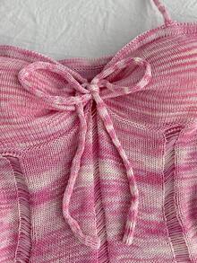 SHEIN SunnyBelle Y2K 女士休闲度假海岛沙滩渐变网眼镂空吊带针织背心，春夏款 - 彩色 - 查看 6