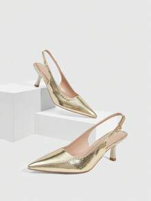 CUCCOO SZL Women's Pointed Toe Buckle Design Fashionable Elegant High Heel Pumps Spring Shoes - Golden snake - View 6