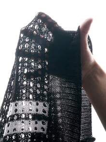 Manfinity Homme Áo khoác cardigan nam phong cách casual, phối màu lấy cảm hứng từ các blogger thời trang, kiểu dáng khoét rỗng, thích hợp cho kỳ nghỉ. - màu đen - Xem 8