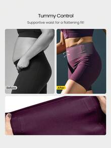 GLOWMODE Quần short biker FeatherFit™-Sculpt CoreHold 4.3" mềm mại, co giãn, không đường may phía trước, có túi bên hông, thích hợp cho tập luyện cường độ trung bình, chạy bộ, tập gym. - Bold Plum - Xem 6