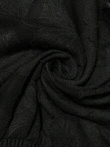 Elaquor Camisa de manga larga con cuello en V minimalista de unicolor, para uso casual diario, talla grande - Negro - Ver 7