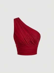 SHEIN MOD 3件套女士弹力修身荷叶边装饰短款上衣 - 彩色 - 查看 5