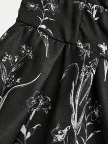 SHEIN Girlism Kids Teen Girl Woven Floral Pattern Square Neck Backless Wide Strap Dress Dress Vintage Black Dress Dress Summer Cute Clothes Cute Black Dress Dress Girl Cute Dress - Black - View 4