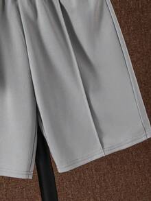 SHEIN 两件套男童休闲校服/学院撞色拼接 Polo 领衬衫短裤套装，适合通勤、上学、日常休闲、运动、春夏穿着。 - 彩色 - 查看 3