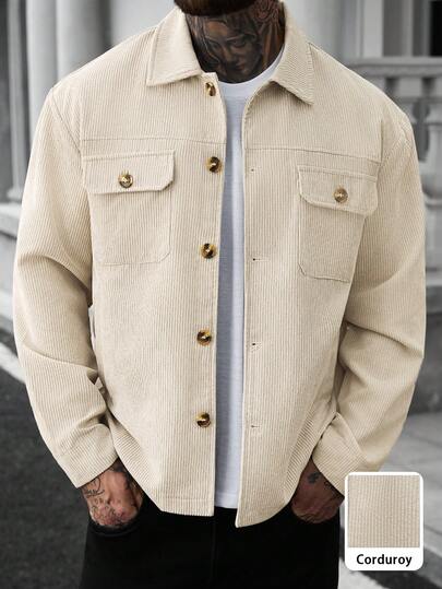 Manfinity CasualCool Men's Autumn Color Block Single Breasted Pocket Casual Jacket,Men's Casual Metal Buckle Front Pocket Corduroy Texture Shirt Style Jacket INS Best-Selling Casual Elegant Jacket Suitable For Spring And Autumn,Men Old Money,Daily Leisure, Weekend Trips, Outdoor Activities, Travel Expeditions, Relaxed Work Environments Or Semi-Formal Occasions, Boyfriend/Husband Gift, Anniversary /Birthday Gift Party Summer Vacation Holiday,Wedding,Spring To Summer,Mardi Gras,Mens Fashion Corduroy Full Button Shacket With Pockets Lightweight Fall Spring Jacket,Men Shacket,Overshirt Men,Cream Button Up Men,Beige Button Up Men,Men Corduroy Button Up