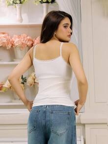 Criza Taa 女士修身蕾丝边吊带背心 Y2k 夏季 - 白色 - 查看 5