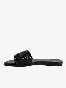 CUCCOO CHICEST Women's Woven Slip-On Sandals, Casual Beach Wear, Open Toe - Black - View 4