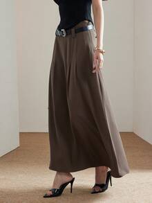 Heiryn Women's Solid Color Pleated Design Casual Girlisim Commuter Skirt Golf Pastal Summer - Brown - View 5