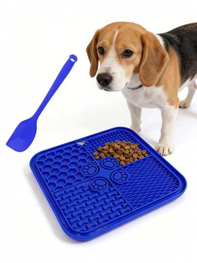 2pcs Lick Mat + Scraper For Dogs, Dog Lick Mat With Suction Cups, Dog Food Mat And Slow Feeder Cat Bowl For Dog Anxiety Relief, Dog Enrichment Toys For Dog Bathing Station