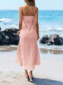 Sylviya Women's Casual 3D Floral Halter Slit Dress,Vacation - Pink - View 2