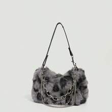 Joivida 1Pc Women's Leopard Print Fuzzy Armpit Bag, Winter Plush Chain Bag With Premium Texture - multicolor - View 9