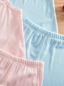 6pcs/Set Young Girl's Spring/Summer Embroidered Bow Camisole&Shorts Underwear Set,Girls Tank Top Sets Night Summer Short Sets - Multicolor - View 3