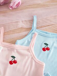 6pcs/Set Young Girl's Spring/Summer Embroidered Bow Camisole&Shorts Underwear Set,Girls Tank Top Sets Night Summer Short Sets - Multicolor - View 5