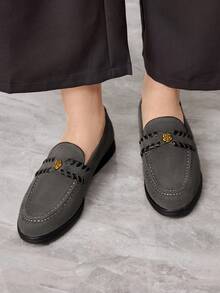 Sleekvia Casual Versatile Commuting Fringe Decor Flat Loafers - Grey - View 5