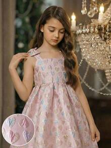 SHEIN 少女爱心印花无袖吊带连衣裙 - 白色 - 查看 5