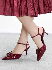 CUCCOO BIZCHIC Women's Fashionable Elegant Pointed Toe High Heel Pumps - Burgundy - View 5