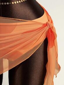 Zestiva Women's Floral Print Halter Tie Back Sexy Bikini 3-Piece Set, Beach Vacation - Orange - View 6