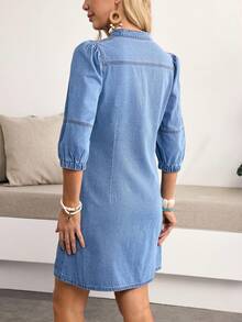 Breezaya Women's Denim Extra Long High Slit Dress - Blue - View 2