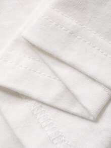 DAZY Camiseta casual de mujer de unicolor con cordones y encaje, para verano - Blanco - Ver 8