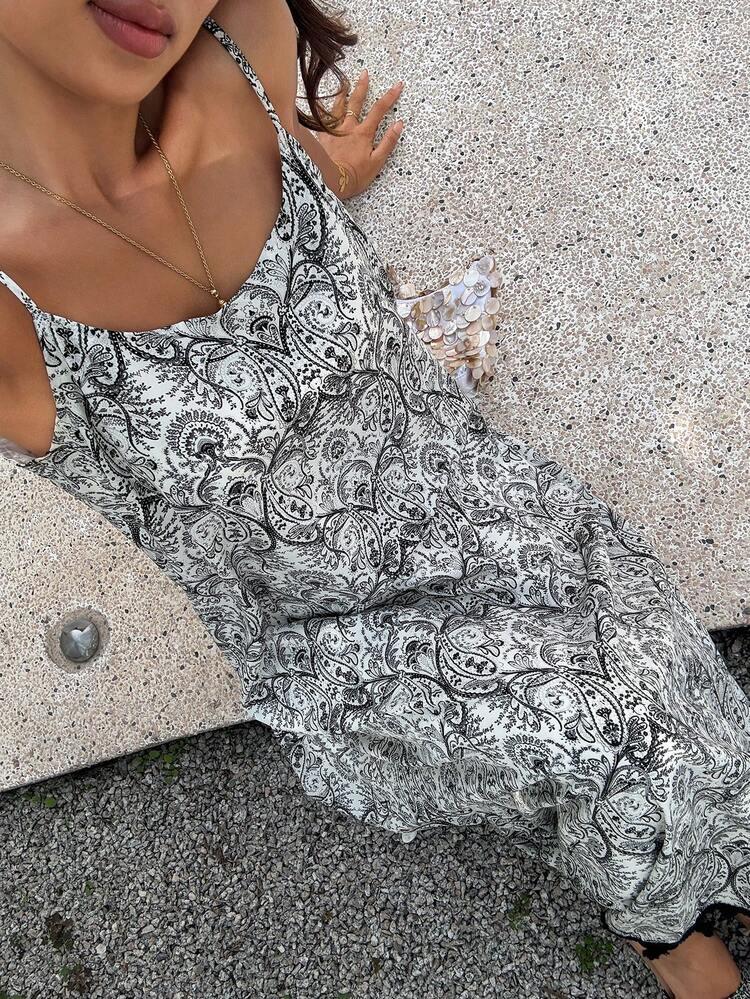 Women's Ink Painting Strap Elegant Beach Resort Dress Sundress Summer Boho