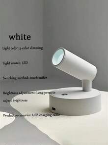 1PC LED Rechargeable Wall Light, Magnetic Spotlight, Painting Light, Nightlight, Bedside Reading Lamp, Eye-Caring Bedroom Night Light, Dimmable, Wireless No Drilling, 360° Rotatable Touch Control, Rechargeable Battery - 彩色 - 查看 10